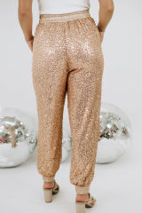 Apricot Plus Size Sequin Drawstring Waist Joggers