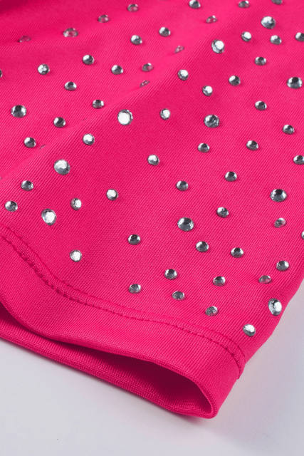 Rose Rhinestone Allover Round Neck Short Sleeve Bodysuit LC6421365-6