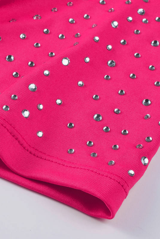 Rose Rhinestone Allover Round Neck Short Sleeve Bodysuit LC6421365-6