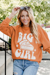 Orange BIG GIRL Graphic Corded Pullover Sweatshirt