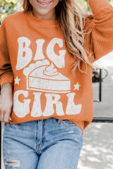 Orange BIG GIRL Graphic Corded Pullover Sweatshirt