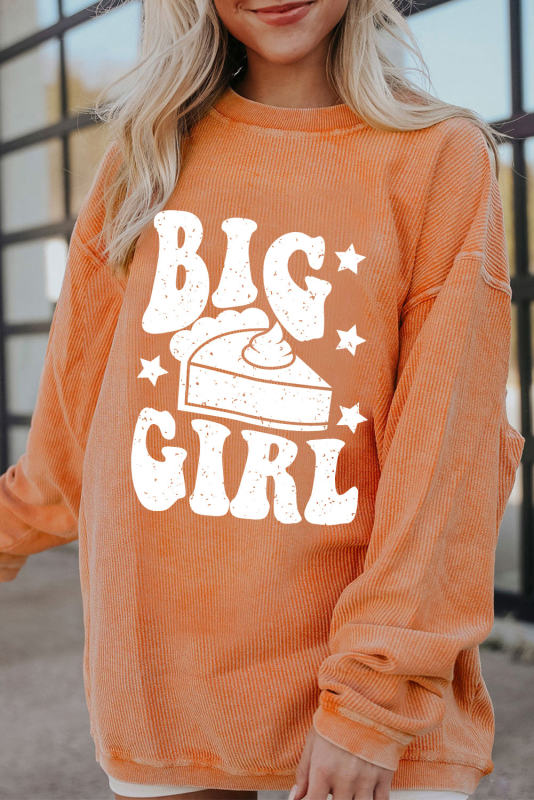 Orange BIG GIRL Graphic Corded Pullover Sweatshirt
