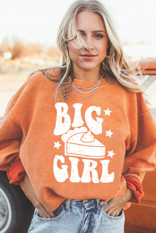 Orange BIG GIRL Graphic Corded Pullover Sweatshirt