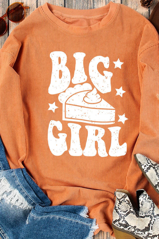 Orange BIG GIRL Graphic Corded Pullover Sweatshirt