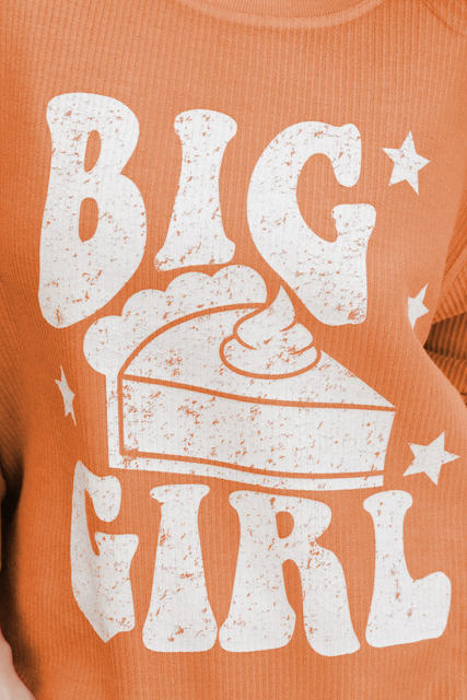 Orange BIG GIRL Graphic Corded Pullover Sweatshirt
