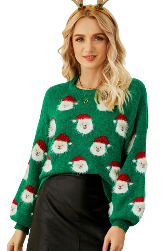 Green Christmas Santa Claus Pullover Sweater