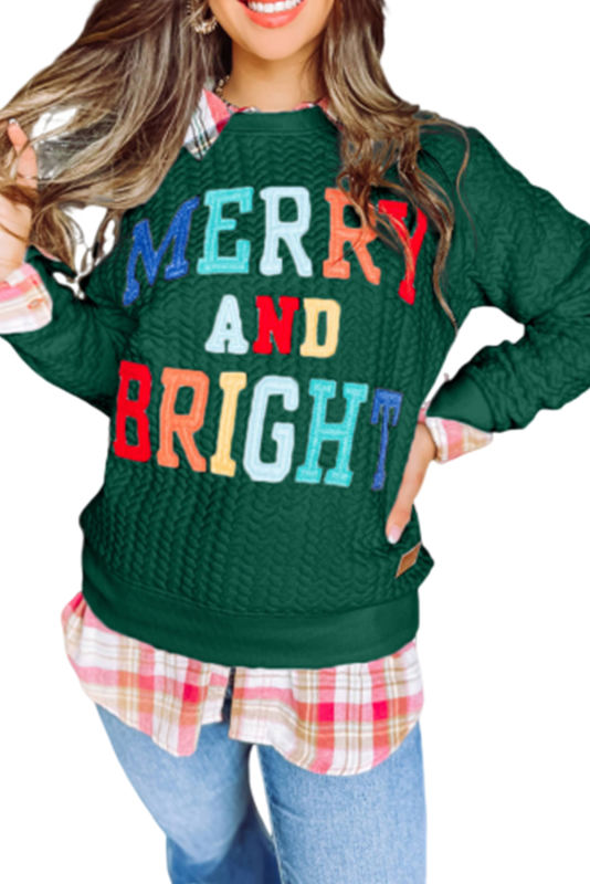 Blackish Green Merry And Bright Cable Knit Pullover Sweatshirt
