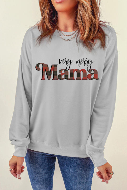 Gray Very Merry Mama Christmas Fashion Sweatshirt