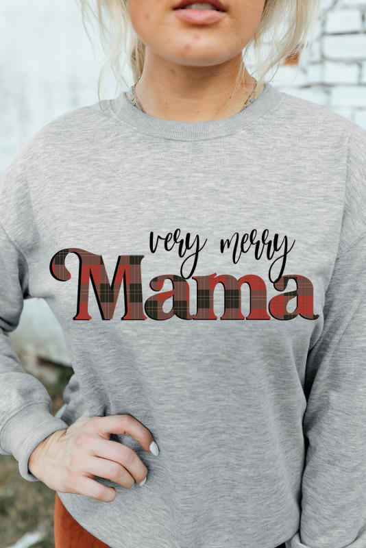 Gray Very Merry Mama Christmas Fashion Sweatshirt