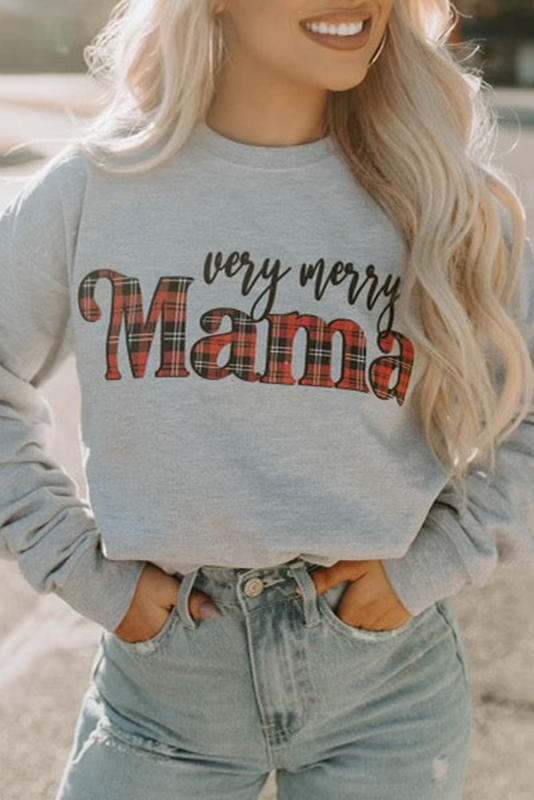 Gray Very Merry Mama Christmas Fashion Sweatshirt