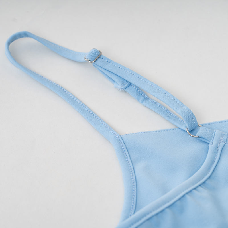 Blue Spaghetti Straps V Neck Split Bodycon Dress