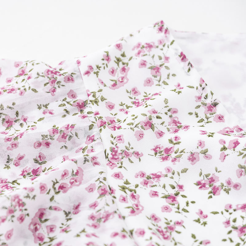 White V Neck Ruffle Detail Long Sleeve Floral Dress