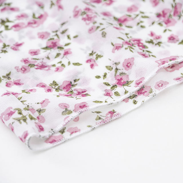 White V Neck Ruffle Detail Long Sleeve Floral Dress