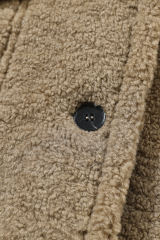 Camel Sherpa Turn-Down Collar Flap Pocket Jacket