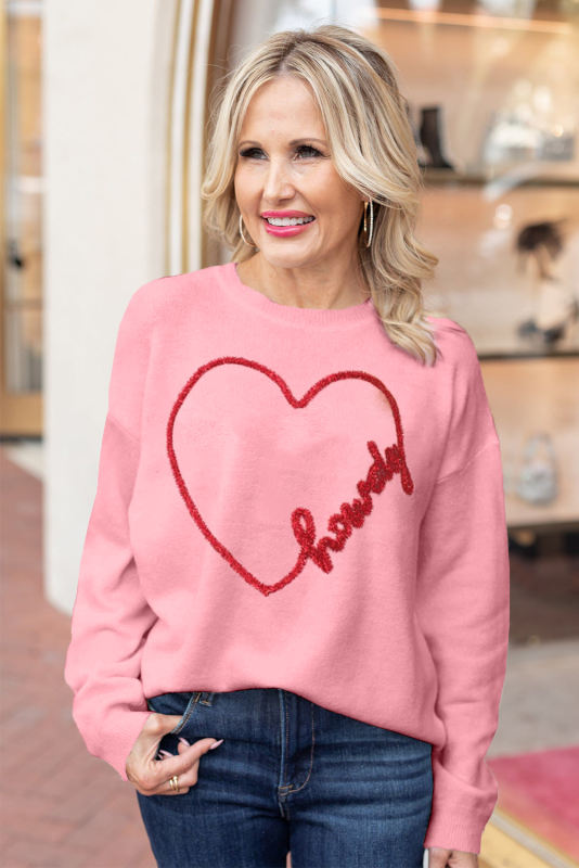 Pink Holly Jolly Round Neck Casual Sweater