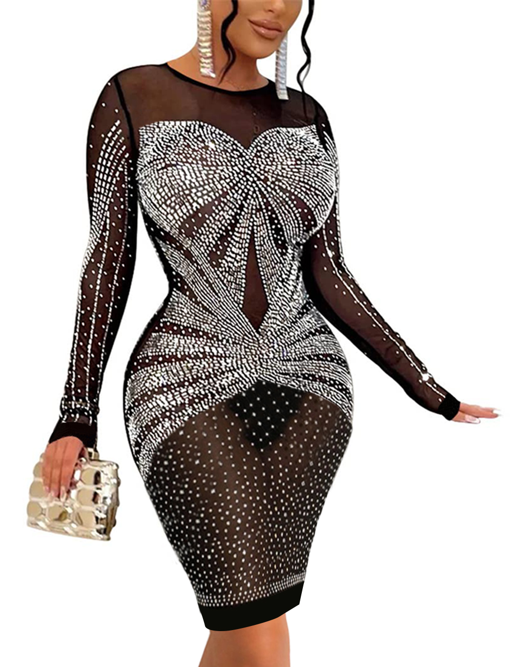 High-quality Pearls Rhinestones Mesh Bell-bottoms Lady Party Celebrate Birthday Stage Wear Luxurious Sexy Jumpsuit Shuangjiang