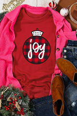 Red joy Plaid Christmas Print Crew Neck Sweatshirt