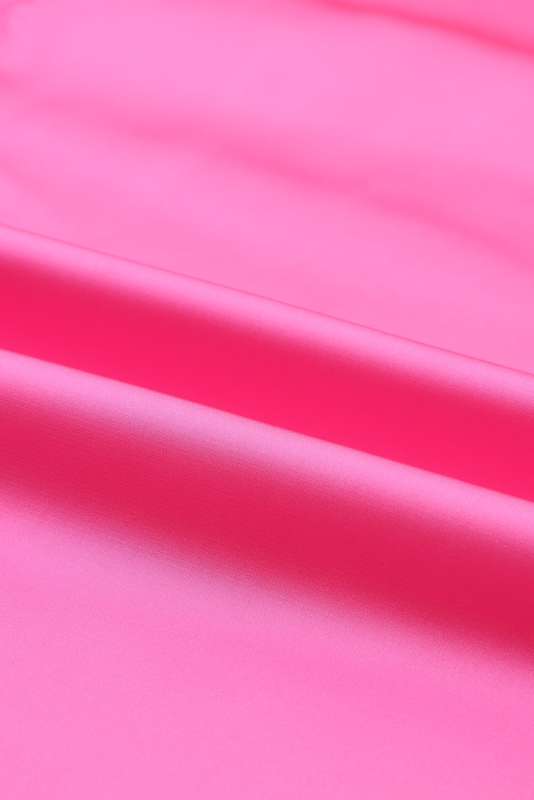 Pink Satin Puff Long Sleeve Crewneck Blouse