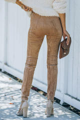 Camel Plus Size High Rise Faux Suede Skinny Pants