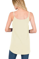 Apricot Spaghetti Strap V-Neck Flowy Tunic Tank Top