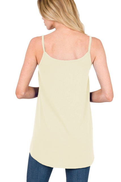Apricot Spaghetti Strap V-Neck Flowy Tunic Tank Top