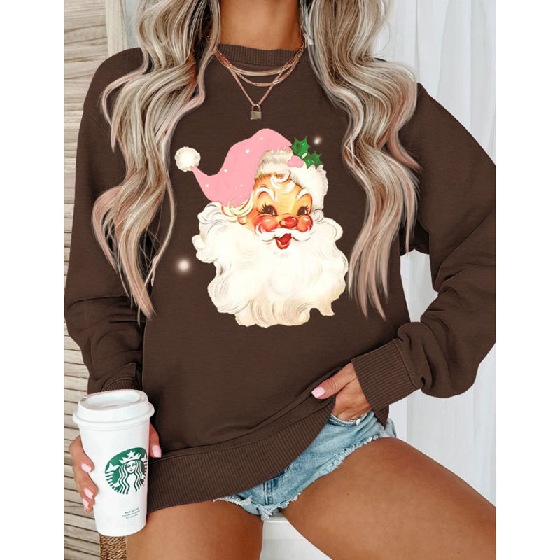 Coffee Christmas Santa Claus Print Graphic Sweatshirt