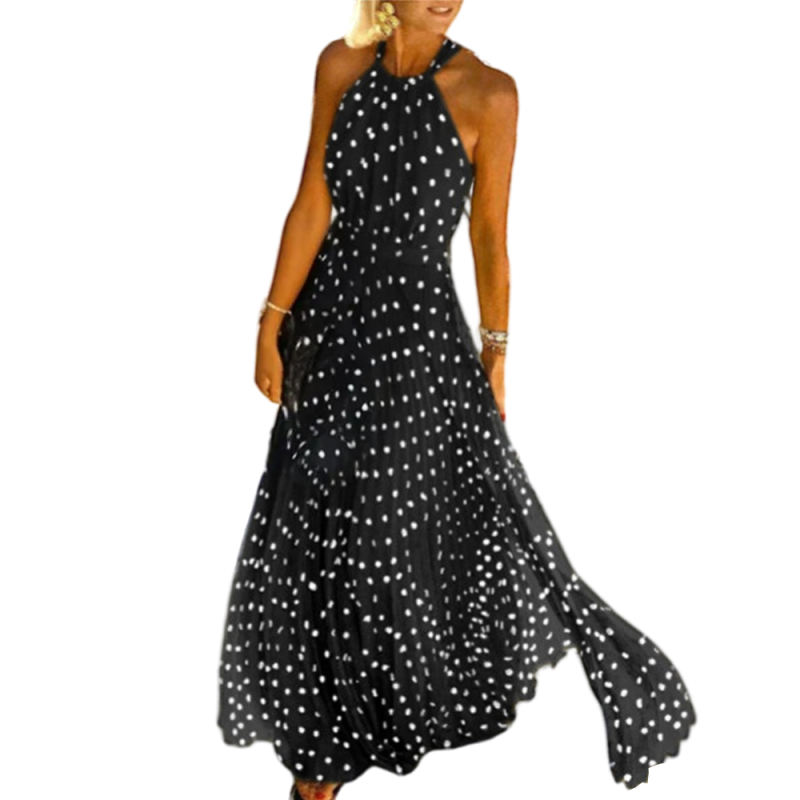 Black  Floral Print Sleeveless Chiffon Maxi Dress