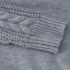 Grey Round Neck Drop Shoulder Knit Sweater