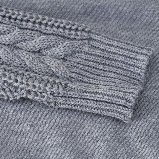 Grey Round Neck Drop Shoulder Knit Sweater