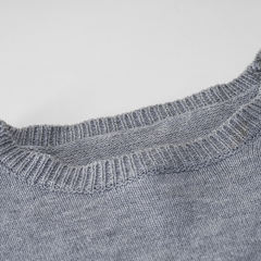 Grey Round Neck Drop Shoulder Knit Sweater
