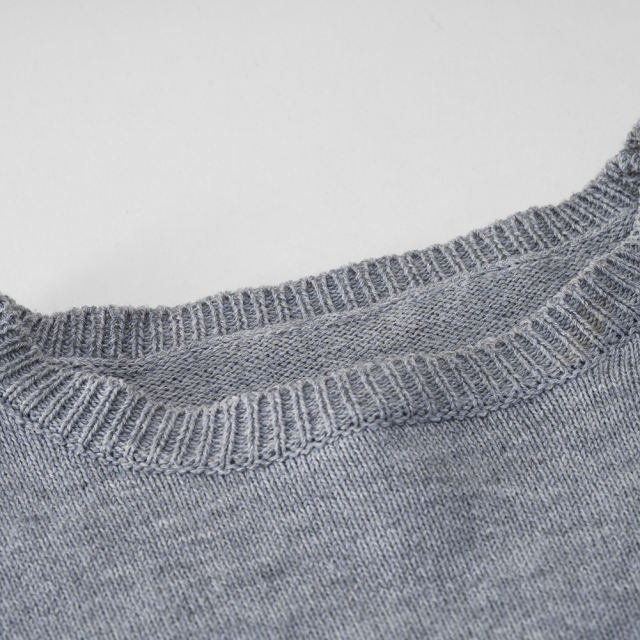 Grey Round Neck Drop Shoulder Knit Sweater