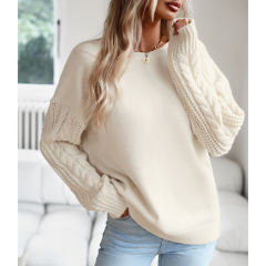 Off white Round Neck Drop Shoulder Knit Sweater