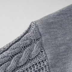 Grey Round Neck Drop Shoulder Knit Sweater