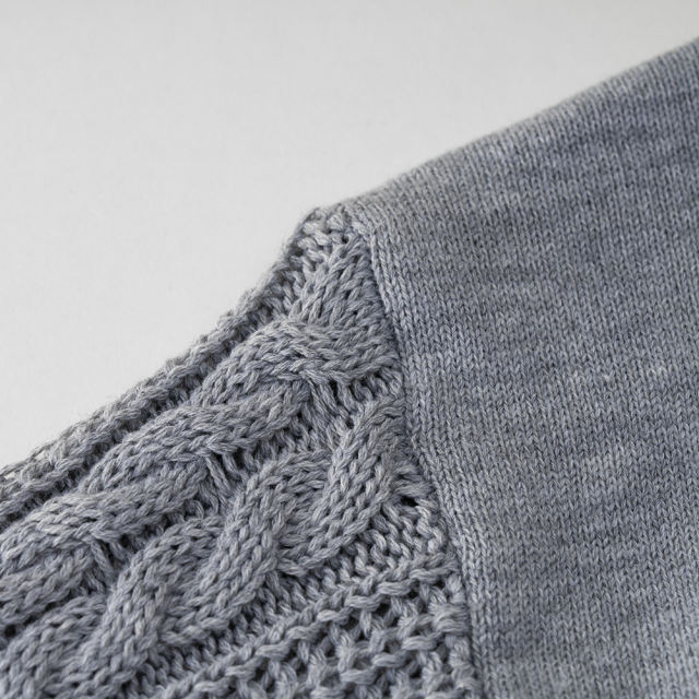 Grey Round Neck Drop Shoulder Knit Sweater