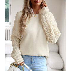 Off white Round Neck Drop Shoulder Knit Sweater
