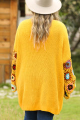 Ginger Plus Size Floral Crochet Sleeve Open Front Cardigan