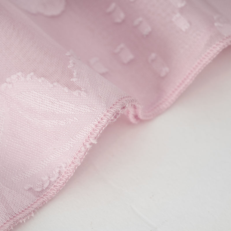 Pink Jacquard Puff Sleeve Mini Dress