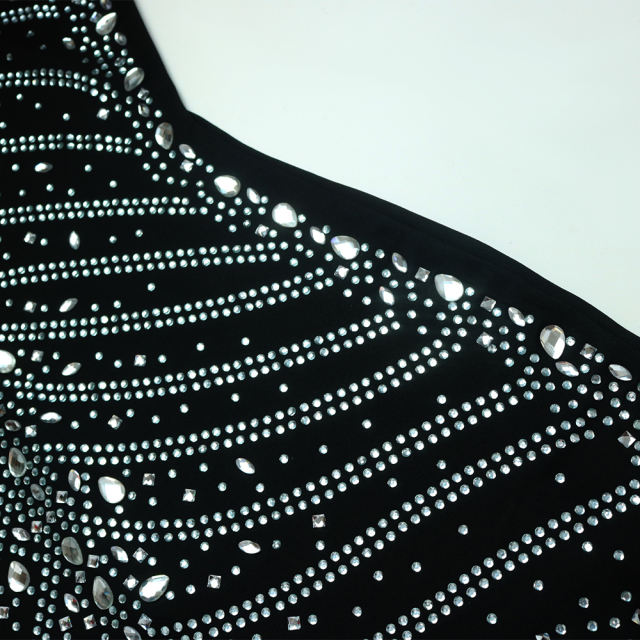 Black Tasseled Rhinestone Halter Club Bodycon Dress