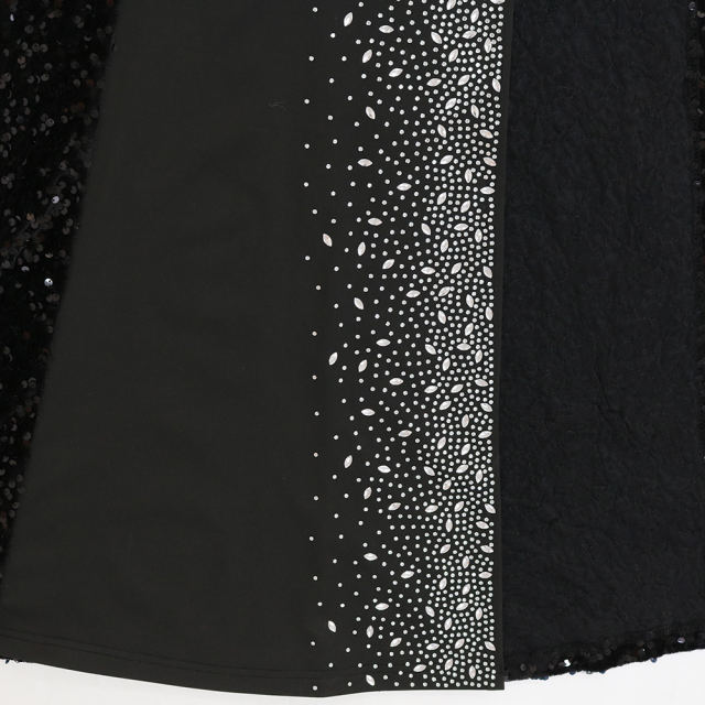 Black Rhinestone High Split Maxi Dress