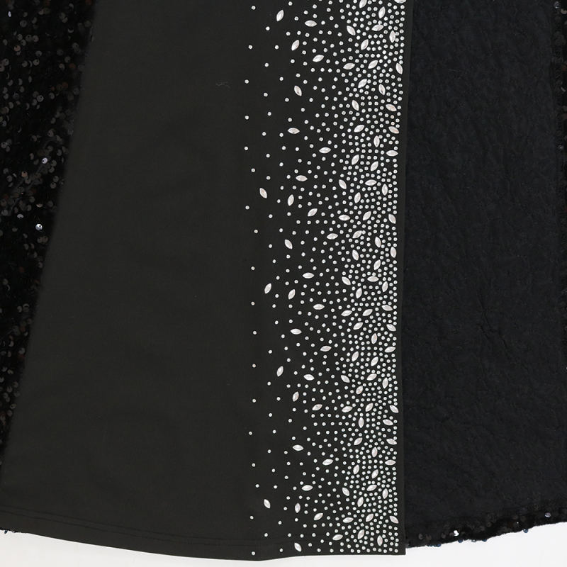 Black Rhinestone High Split Maxi Dress
