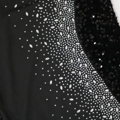 Black Rhinestone High Split Maxi Dress