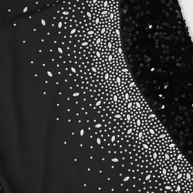 Black Rhinestone High Split Maxi Dress