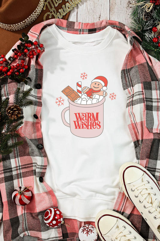 Beige WARM WISHES Christmas Graphic Pullover Sweatshirt