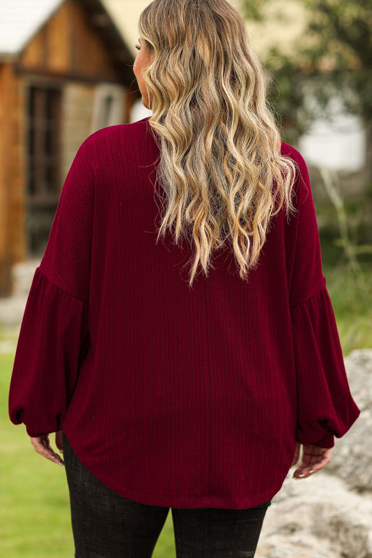 Red Dahlia BE MINE Drop Shoulder Jacquard Knit Plus Size Top