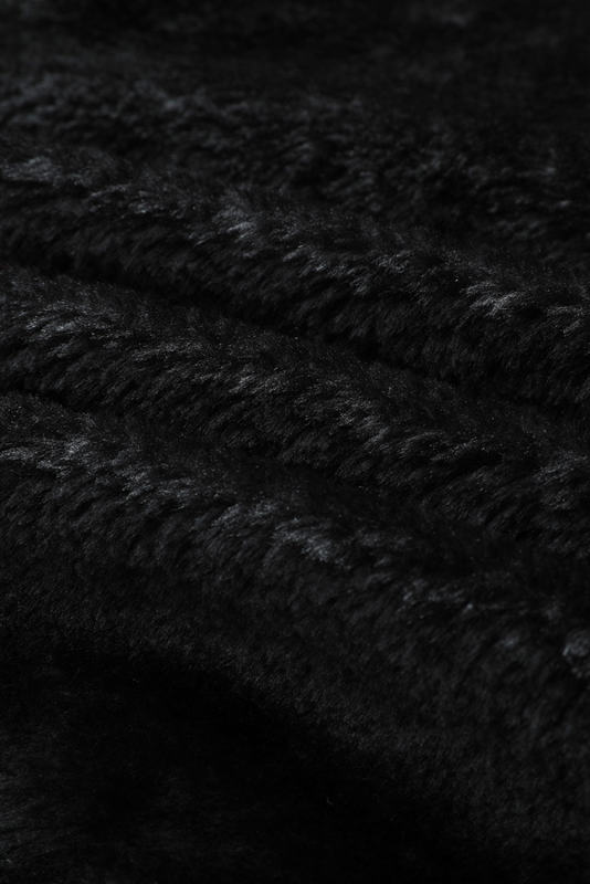 Blue Plush Linen Zip Up Hooded Puffer Coat