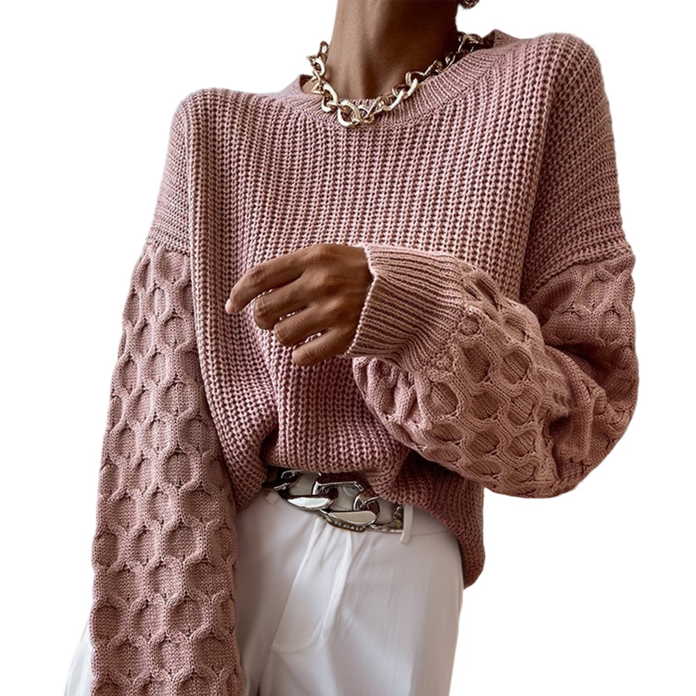 Green Checked Notched Neckline Drop Shoulder Knit Sweater