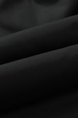 Black Plush Linen Zip Up Hooded Puffer Coat