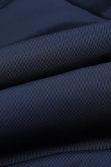 Navy Blue Plush Linen Zip Up Hooded Puffer Coat