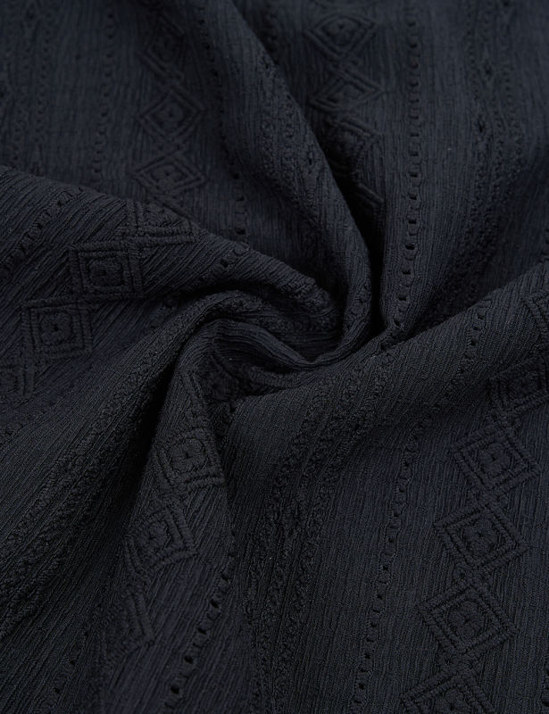 Black Knit Solid Color Lapel Long Sleeve Top
