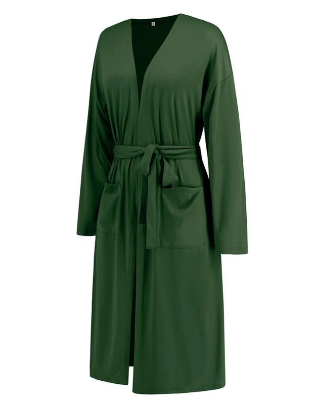 Green 3pcs Cardigan, Vest and Wide Leg Pant Lounge Set